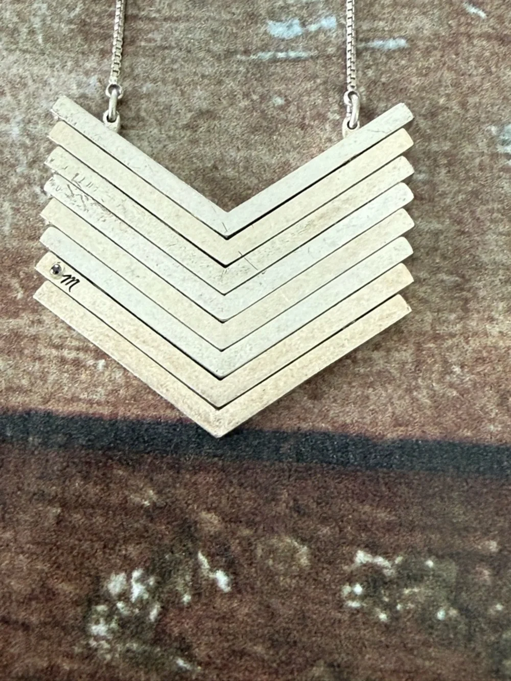 Madewell Silver Chevron Layered Pendant Necklace - Picture 4 of 7